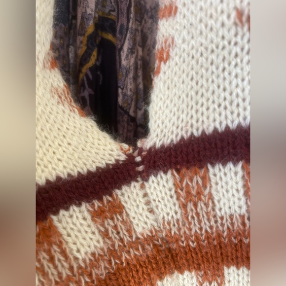 vintage earth tone fringed shawl poncho cape native design - Picture 10 of 15